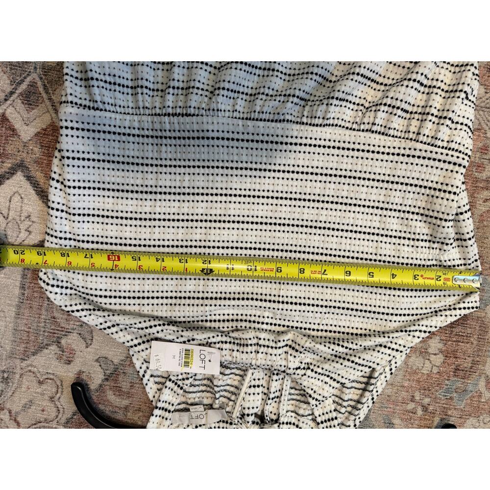 LOFT NWT White/Black/Gold Dot Stripe Knit Dress – Size Medium, MSRP $70 - Picture 3 of 10